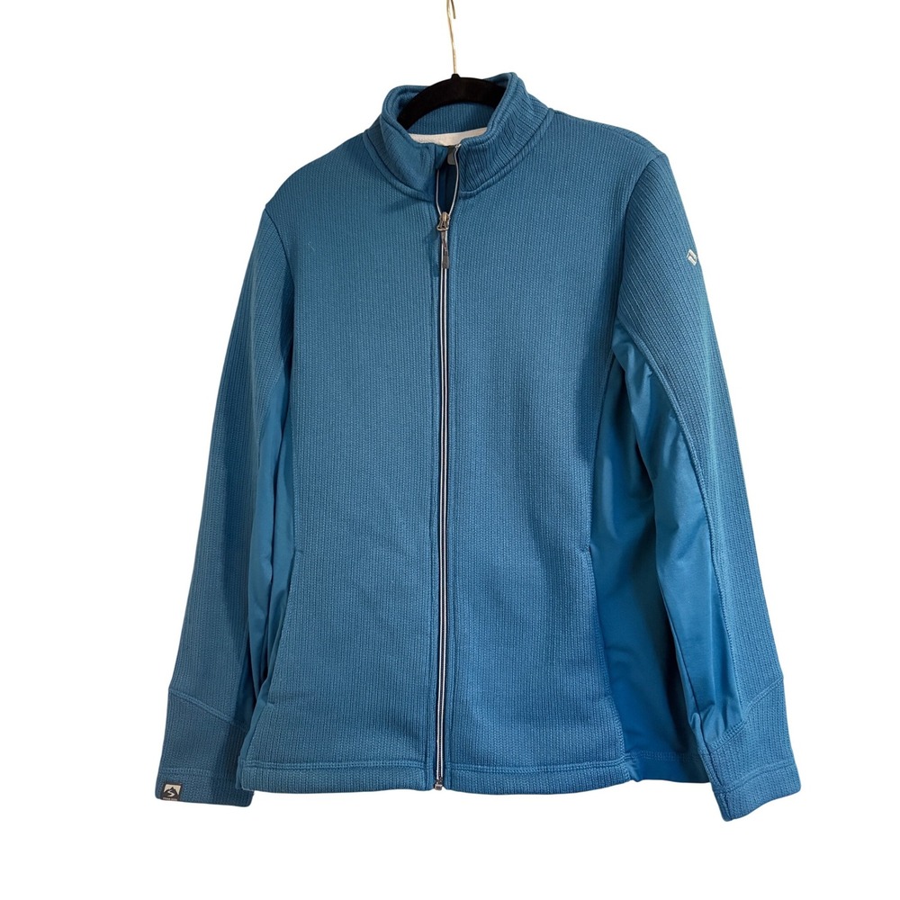 Storm Creek Womens Blue Full Zip Vail Logo Waffle Knit Fleece Jacket Medium